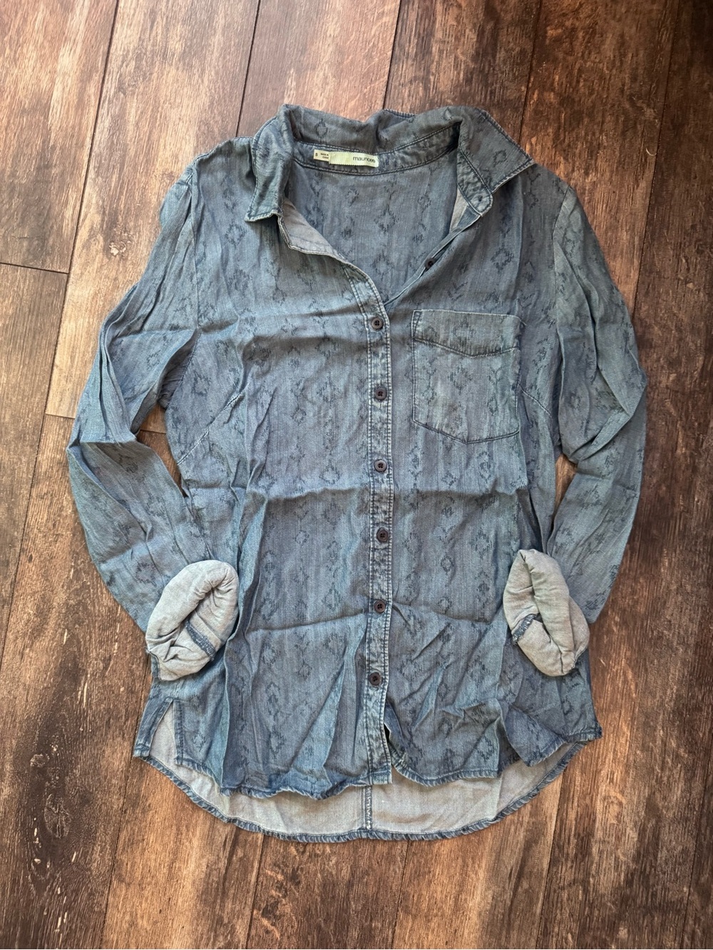 Maurices Light Blue Washed Button-Down Shirt